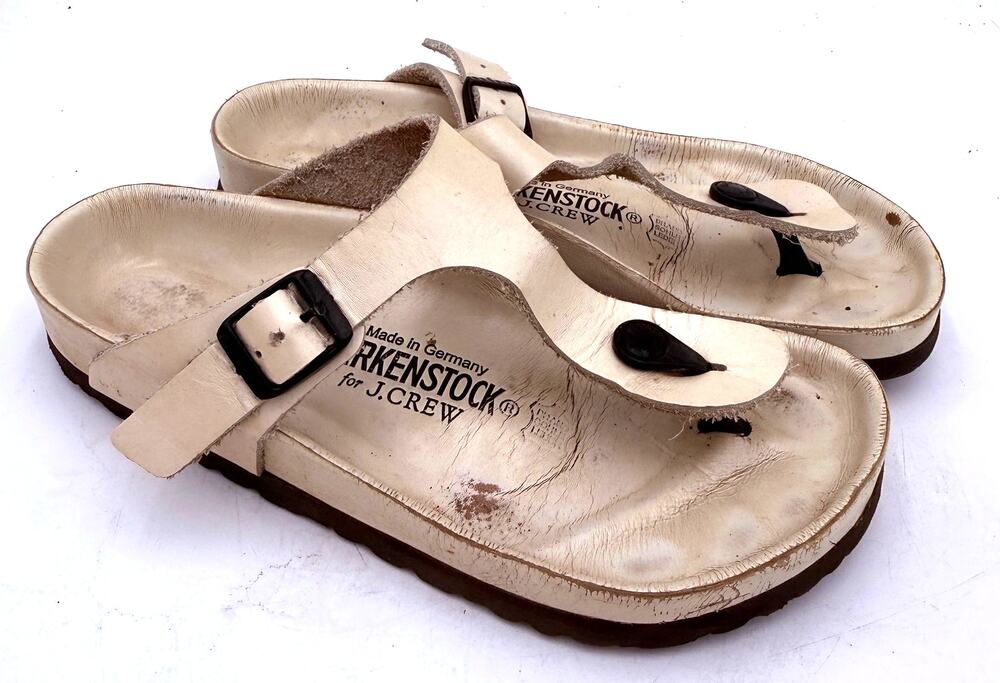 Birkenstock for J.Crew Gizeh White Leather Thong Sandals Women's SIZE 37